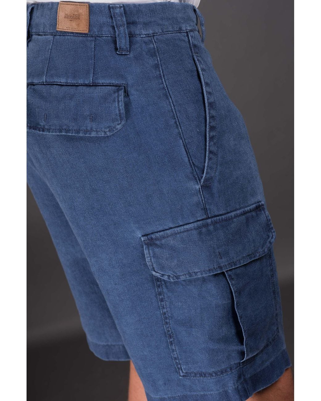 Moorer Blue Cargo Cotton Trousers for men