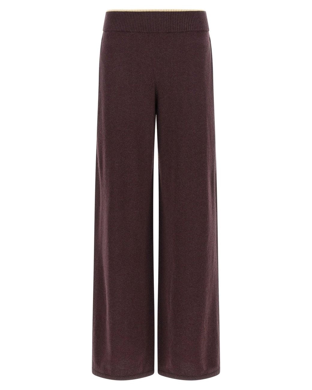 Pinko Purple Wool-Cashmere Knit Trousers