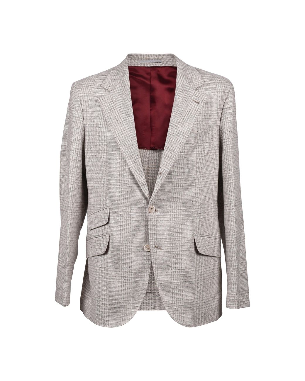 Brunello Cucinelli Gray Sand Wool Blend Check Suit for men