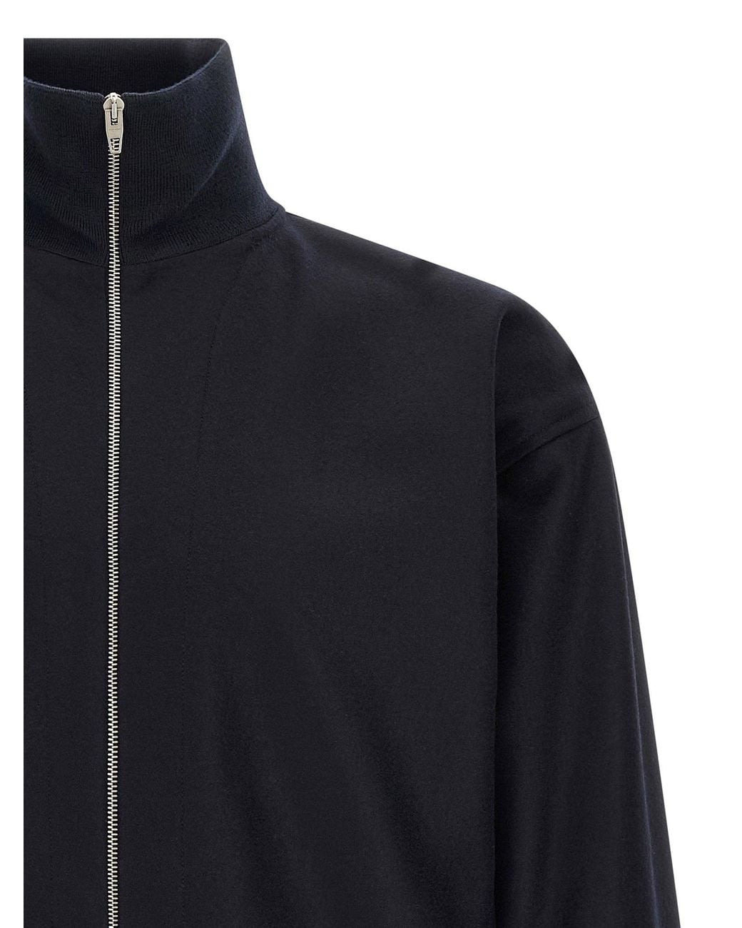 Jil Sander Blue Wool High-Neck Jacket