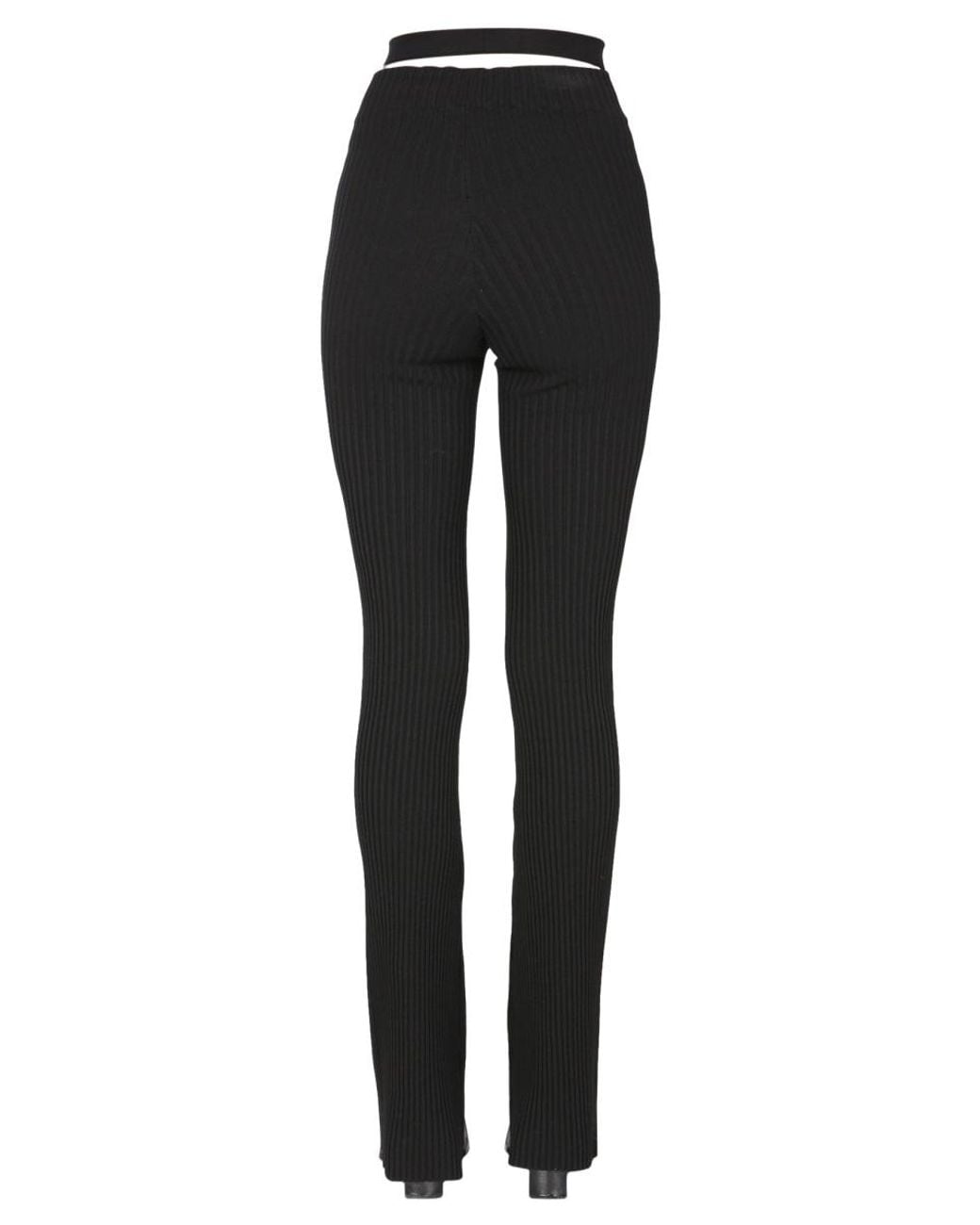 ANDREADAMO Black Ribbed Trousers With Cut Out Belt Viscose
