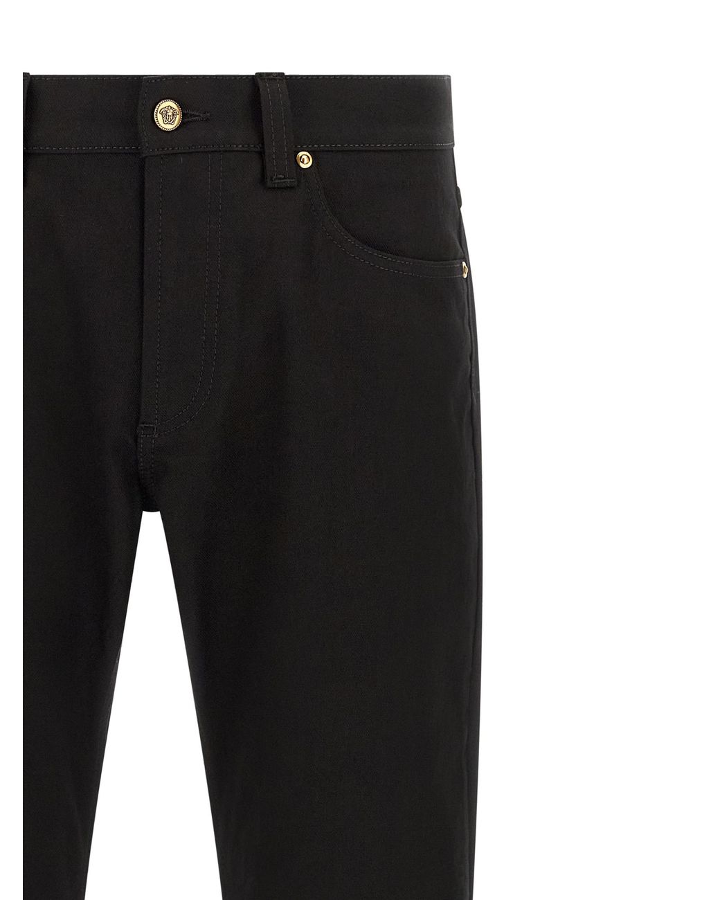 Versace Black Versace-Embellished Cotton Jeans for men