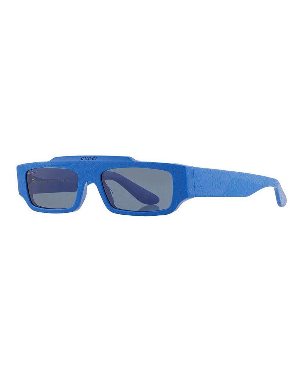 Gucci Blue Sunglasses Rectangle Full Rim, Shiny With Gg Pattern Frame And Lens Gg1592S004 for men