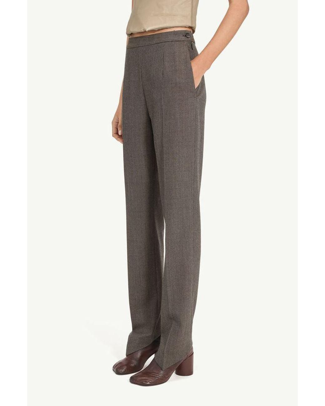 MM6 by Maison Margiela Brown Mm6 Maison Margiela High-Waisted Wool Trousers