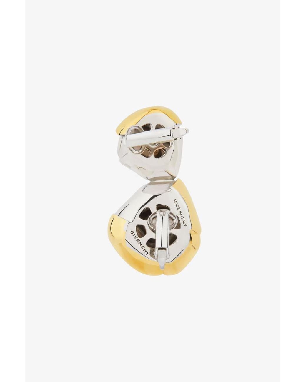 Givenchy White Single Flower Clip Earring Golden Silvery Earring_Golden-Silvery, Rings