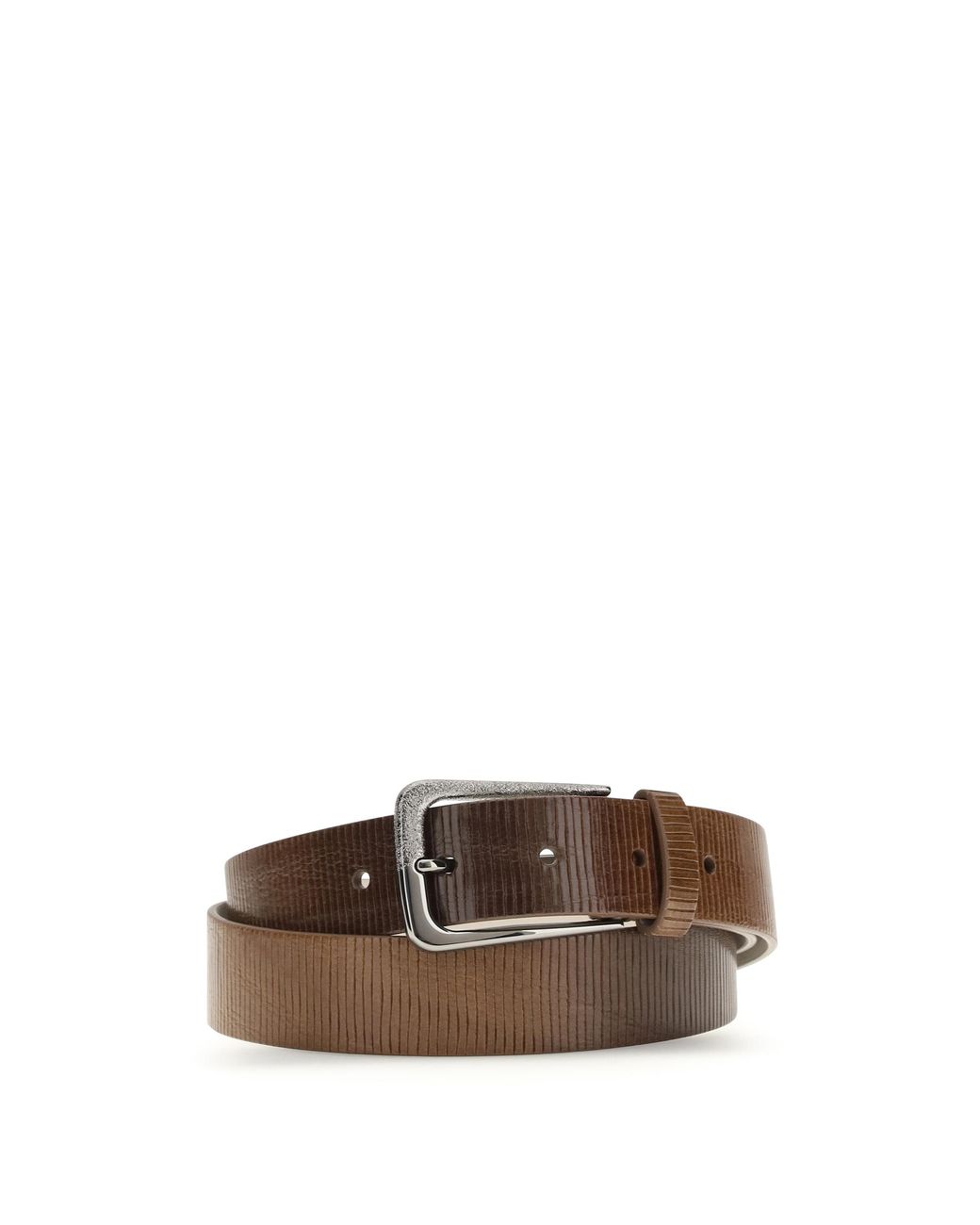 Brunello Cucinelli White Belt Carved Leather Calf