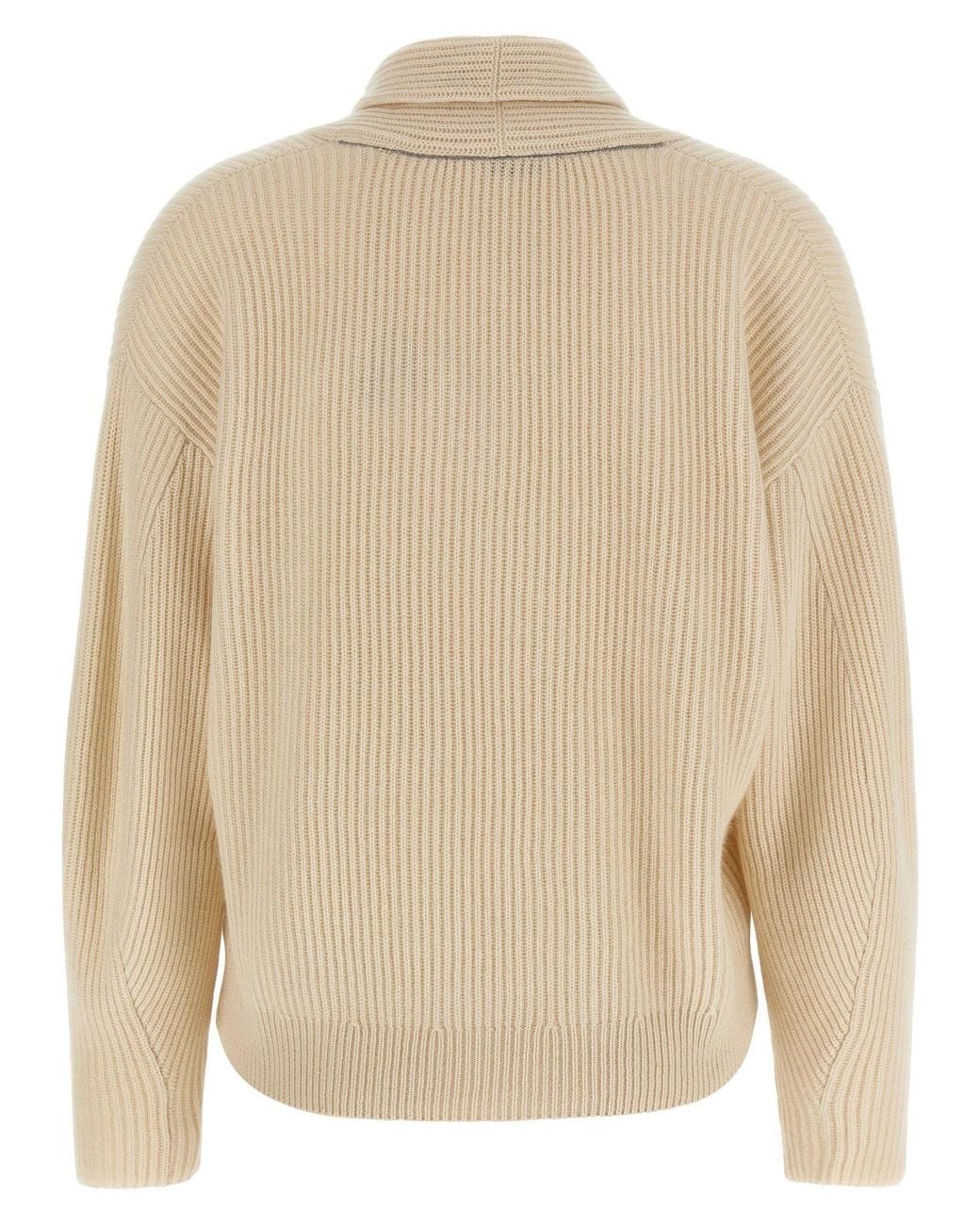 Brunello Cucinelli Natural Cashmere Ribbed Sweater