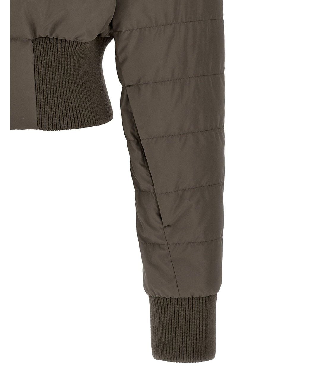 Rick Owens Gray Cropped Quilted Goose Down Down Jacket