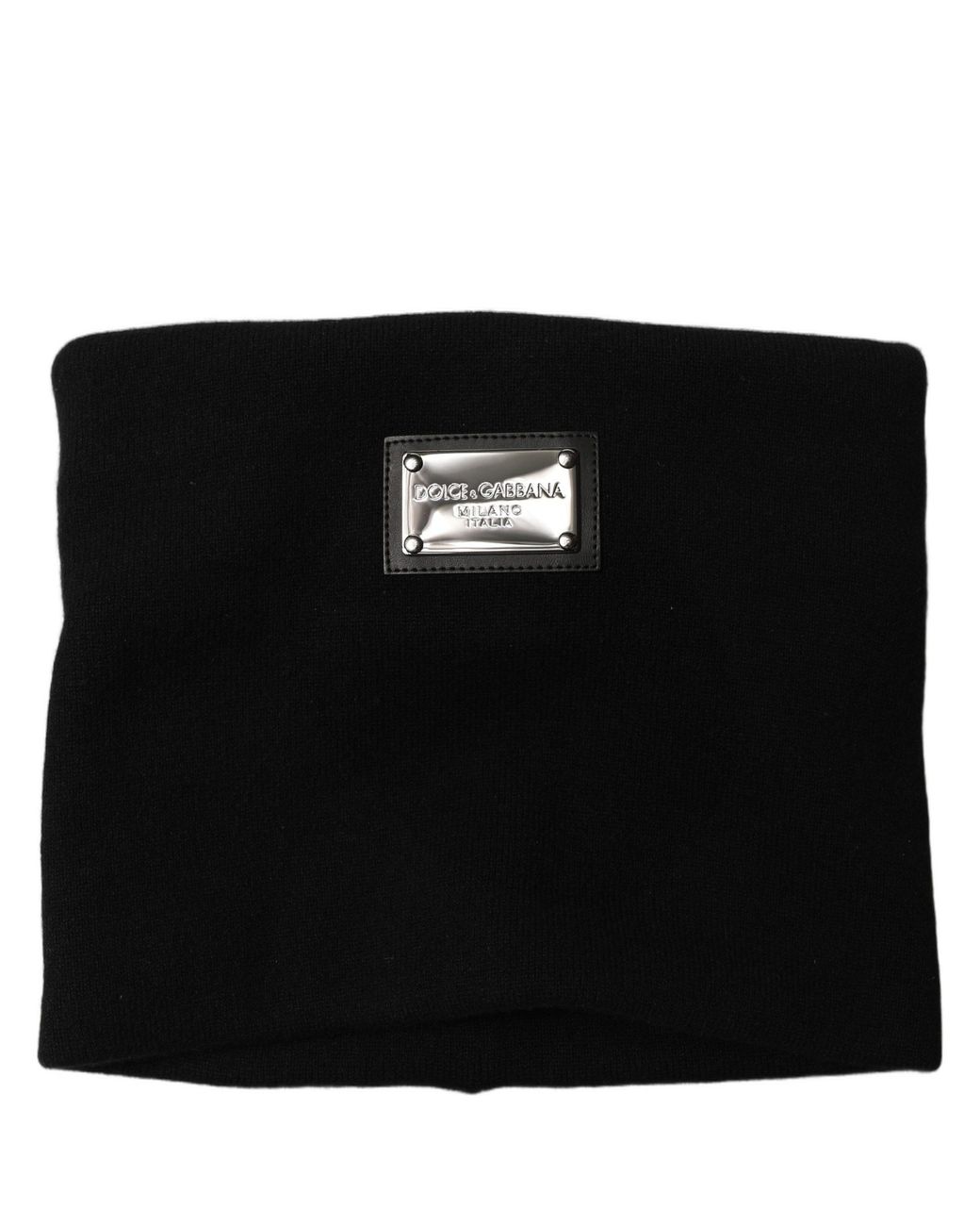 Dolce & Gabbana Black Cashmere Logo Plaque Neck Warmer Scarf for men