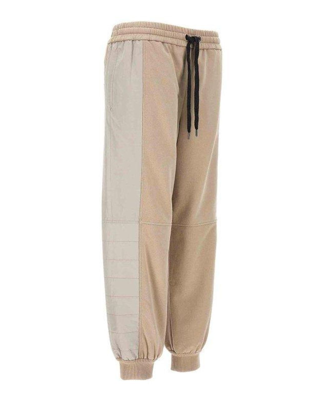 Brunello Cucinelli Natural Bicolor Cotton Athletic Pants