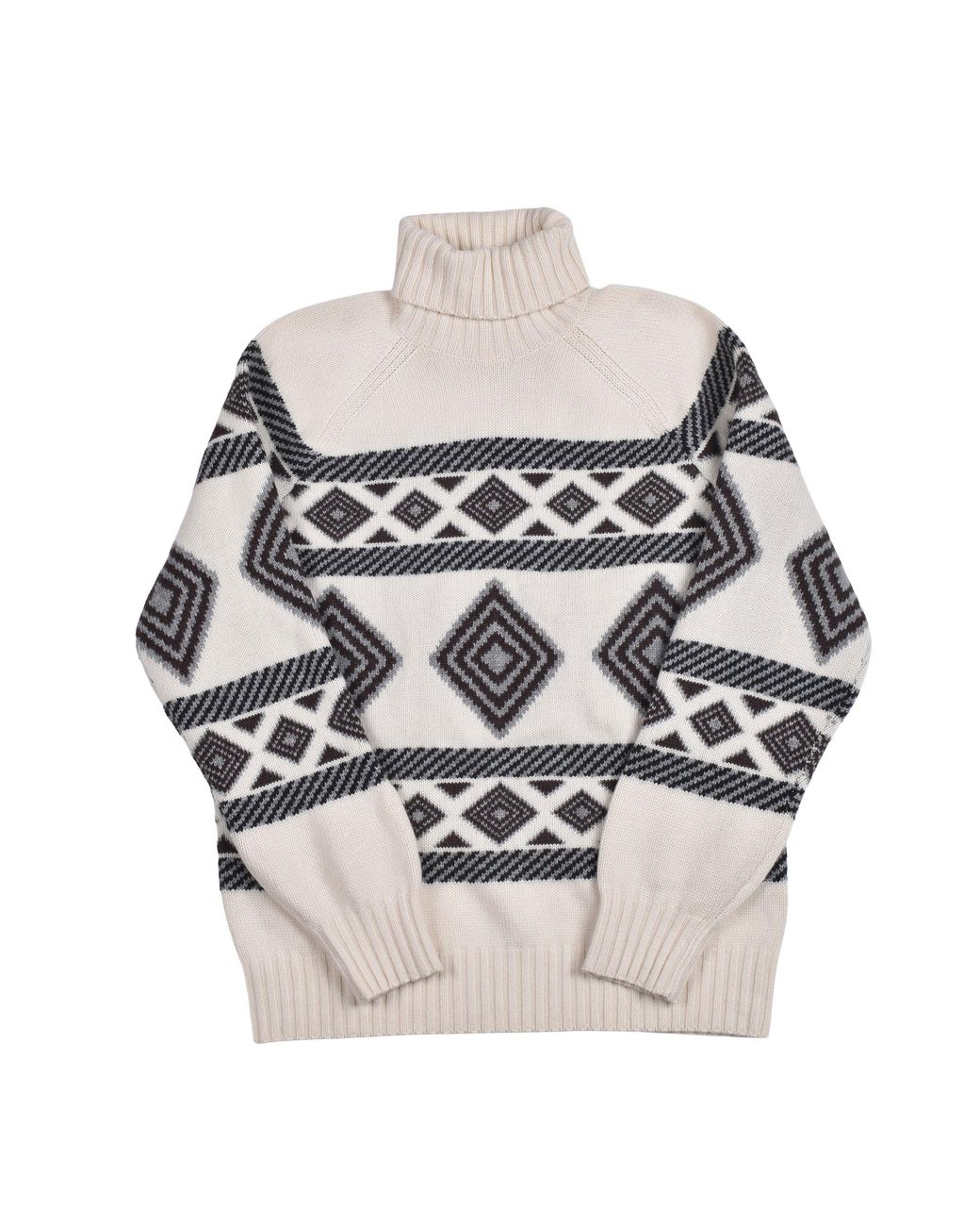 Brunello Cucinelli Gray Cashmere Patterned Turtleneck Sweater for men
