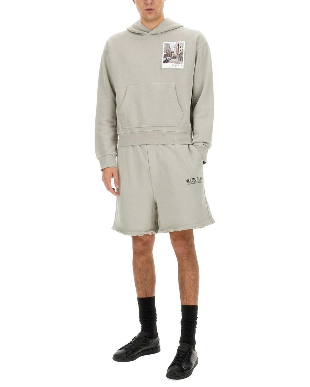 Helmut Lang Gray Helmut Lang Postcard-Print Cotton Sweatshirt for men
