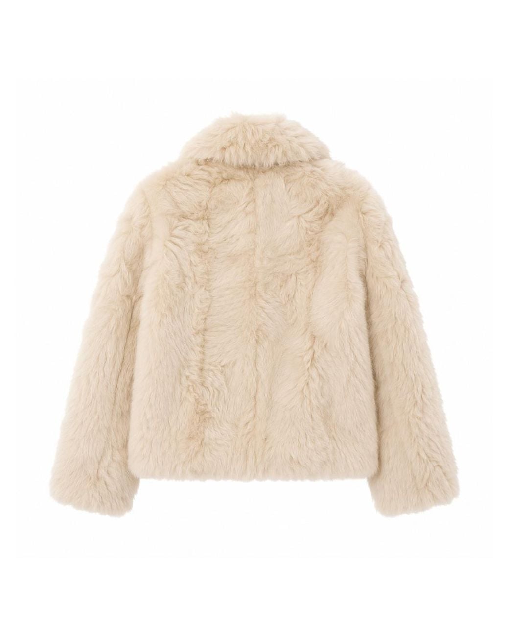 Yves Salomon Natural Short Meringue-Colored Mink Fur Coat With A Lapel Collar