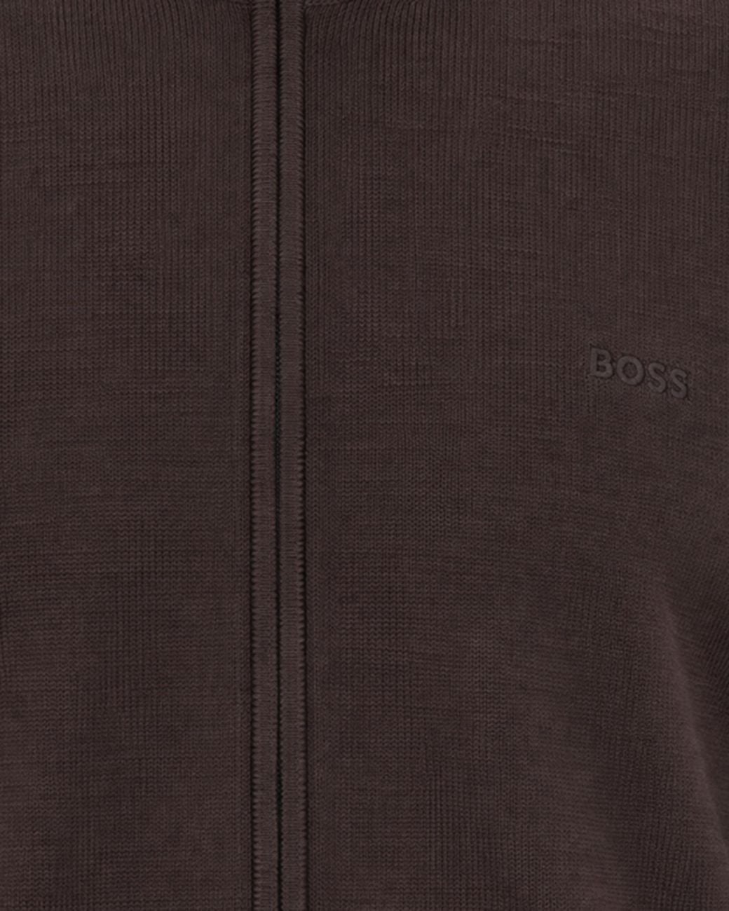 Boss Brown Zip-Up Jumper Balonso Virgin Wool Sweater for men