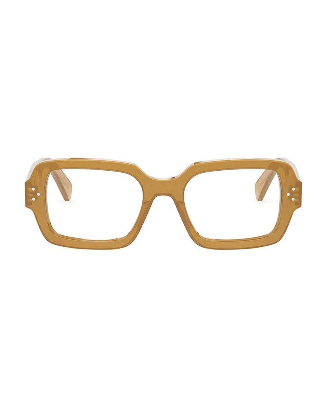 Céline Metallic Eyeglasses Square Full Rim, Shiny Frame And Clear Demo Lens Cl50147I045