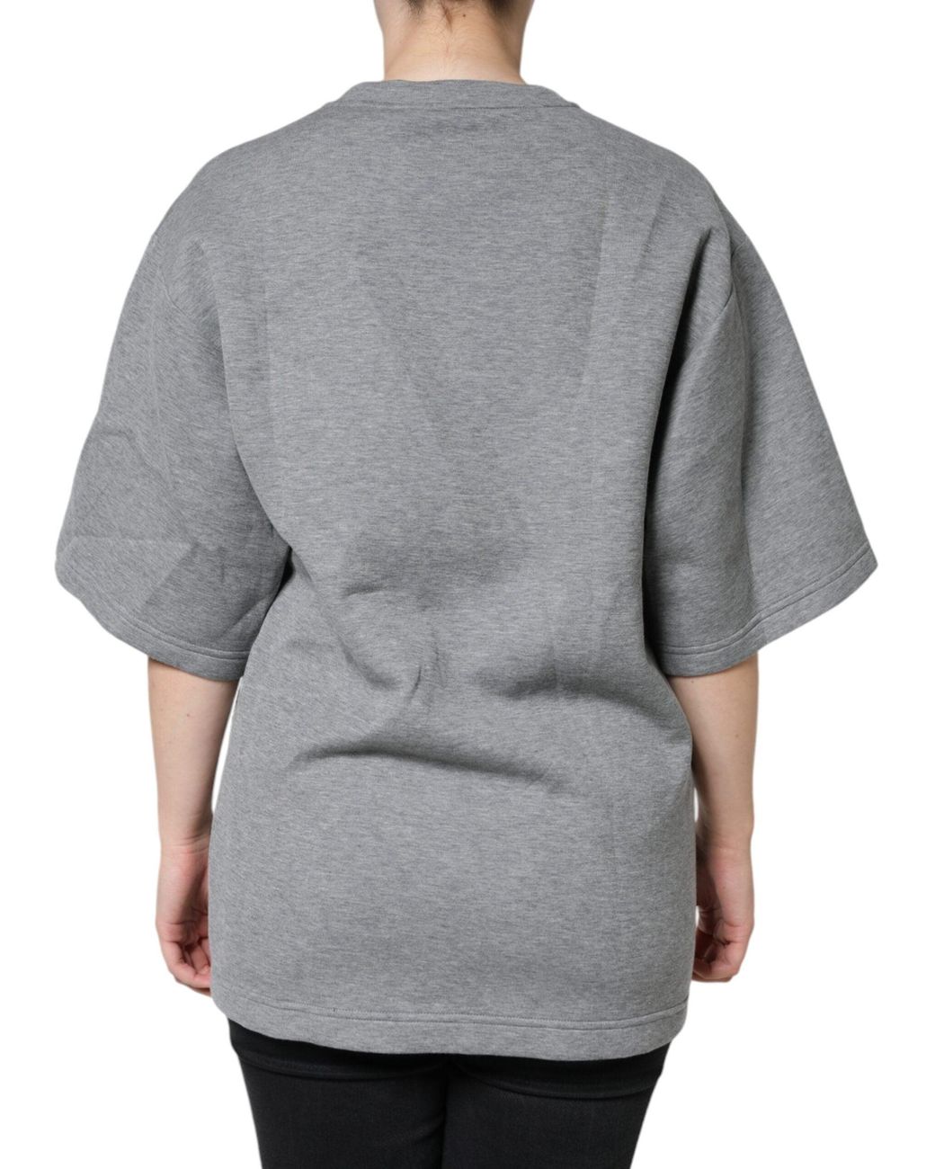 Dolce & Gabbana Gray Cotton Blend Embellished Tee T-Shirt