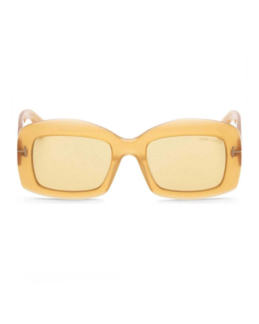 Tom Ford Metallic Sunglasses Rectangle Full Rim, Shiny Frame And Lens Ft121839E