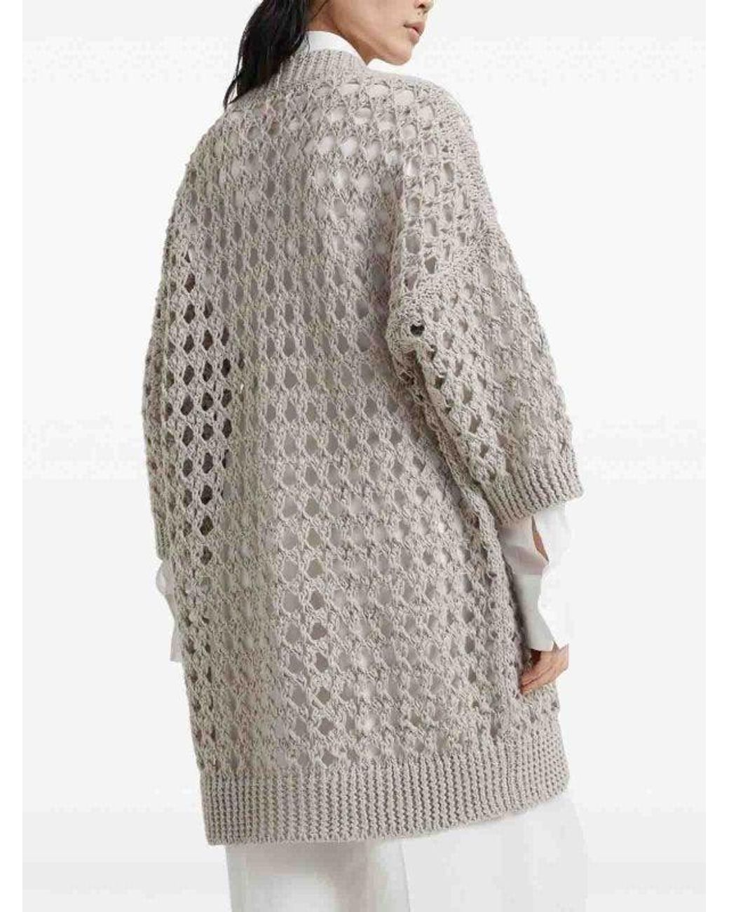 Brunello Cucinelli White Light Openwork Sweater