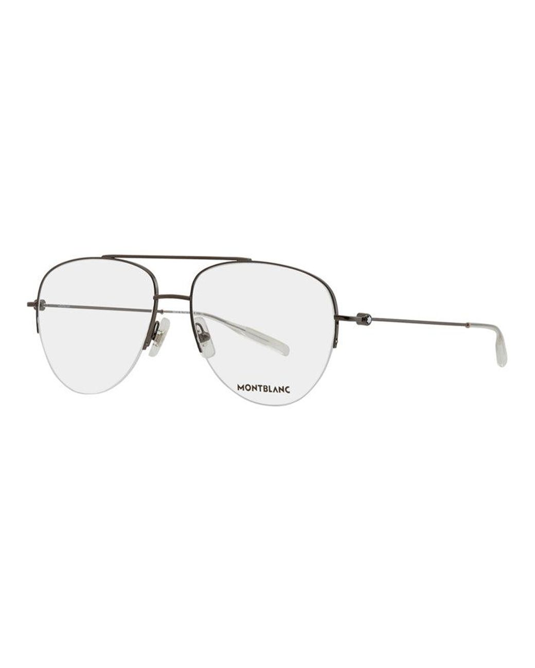 Montblanc Metallic Eyeglasses Aviator Semi Rim, Frame And Clear Demo Lens Mb0077O001 Sunglasses for men