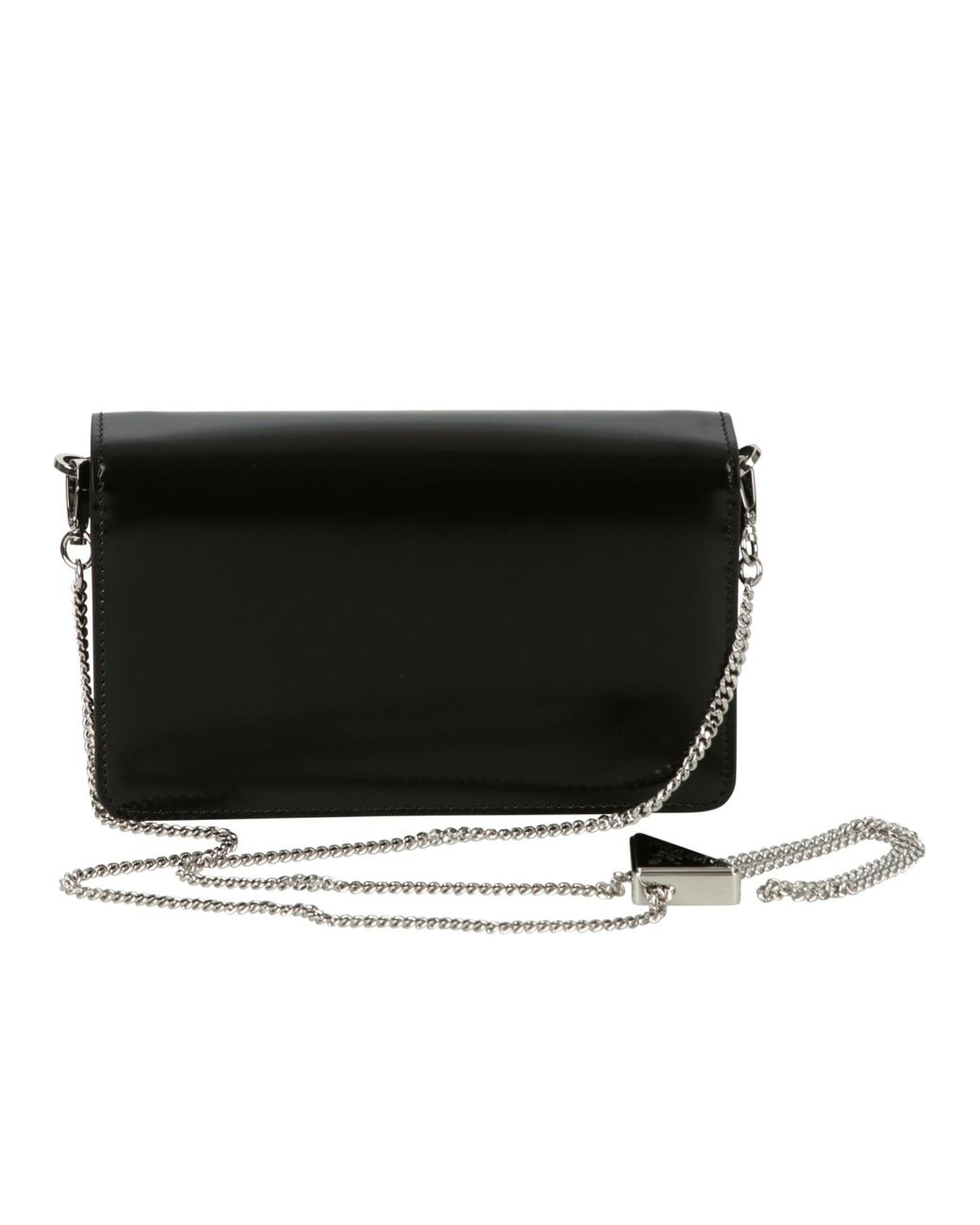 ショルダーバッグ・ポシェット TRIANGLE LOGO LEATHER SHOULDER BAG BLACK Prada Black Leather Triangle Logo Crossbody Bag | Yoogi's Closet