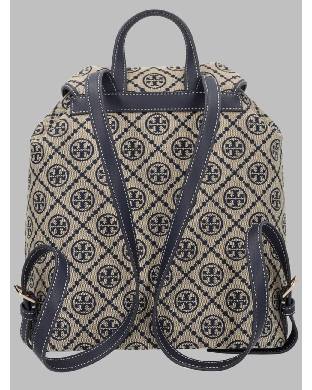 Tory Burch Gray T Monogram Backpack Cotton