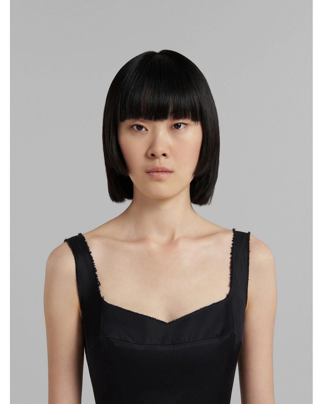 Marni White Fitted Dress With Flounce Hem