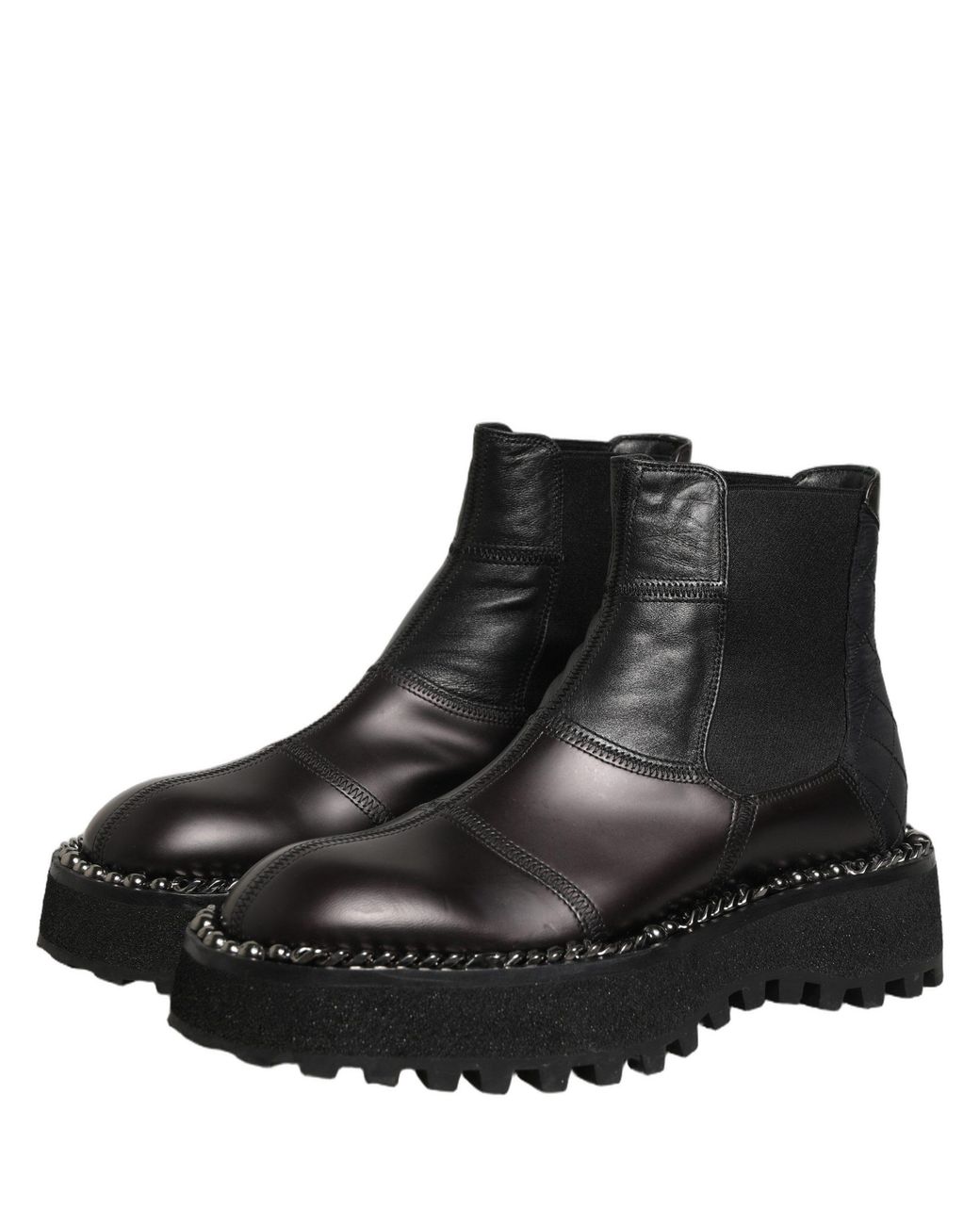 Dolce & Gabbana Black Leather Slip On Chelsea Boots Shoes for men