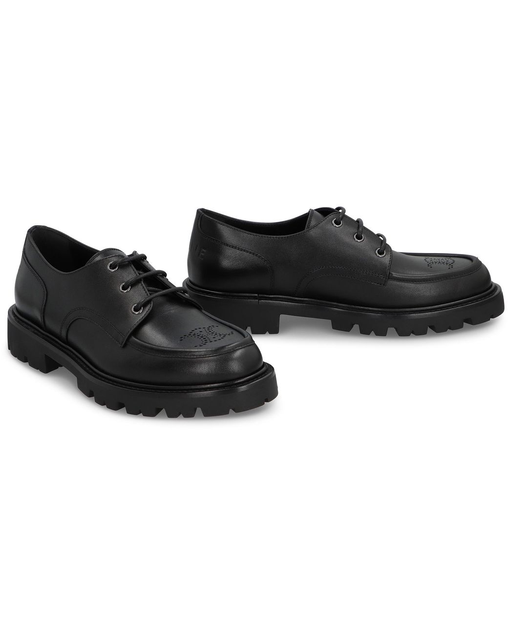Céline Black Leather Derby Shoes Margaret Cow Hide Lace-Up for men