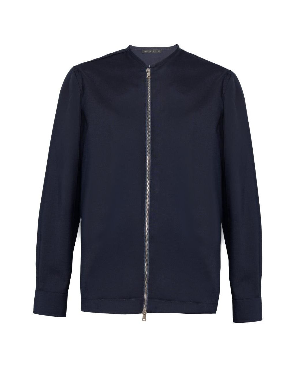 Low Brand Blue Virgin Wool Comfort-Fit Jacket With Double-Slider Zip Closure And Two-Tone Tab for men