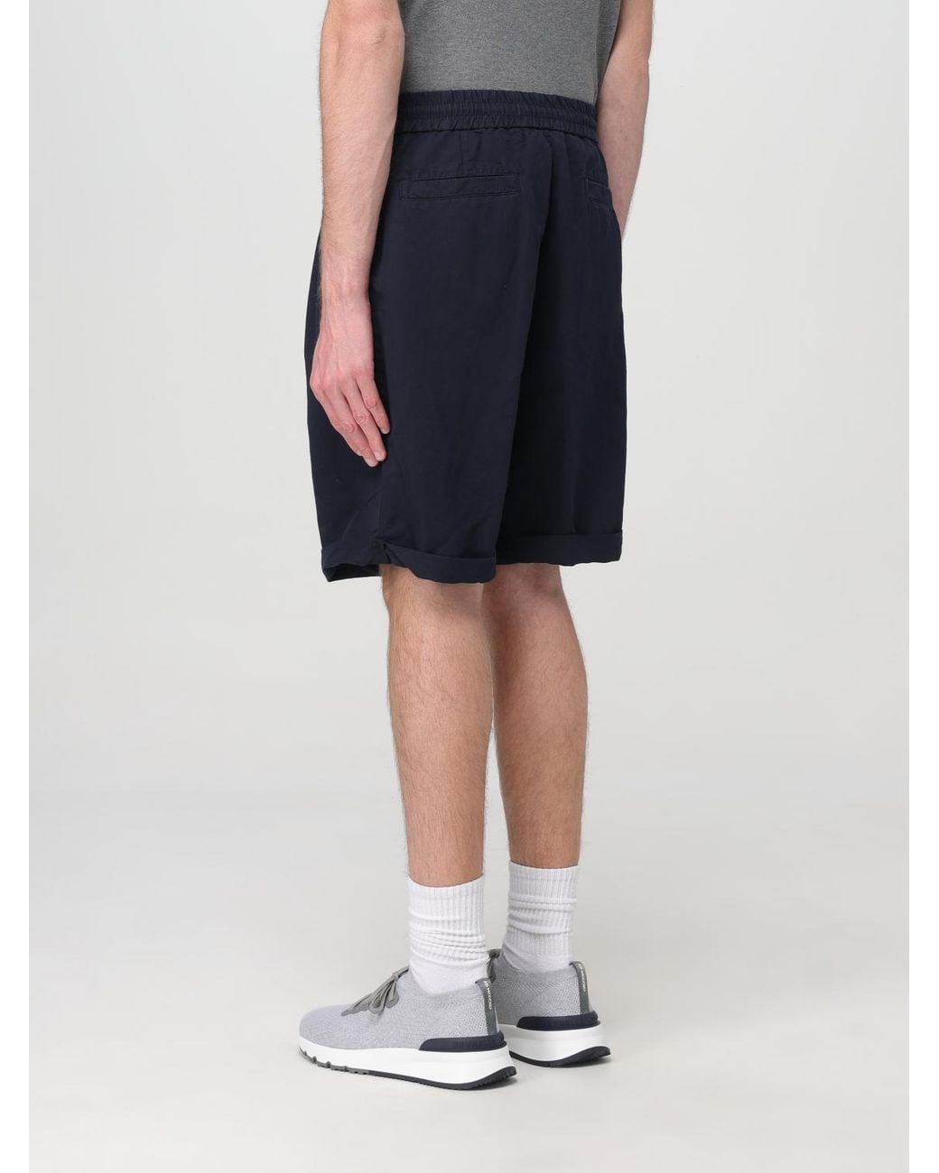 Brunello Cucinelli Blue Tailored Linen Shorts for men
