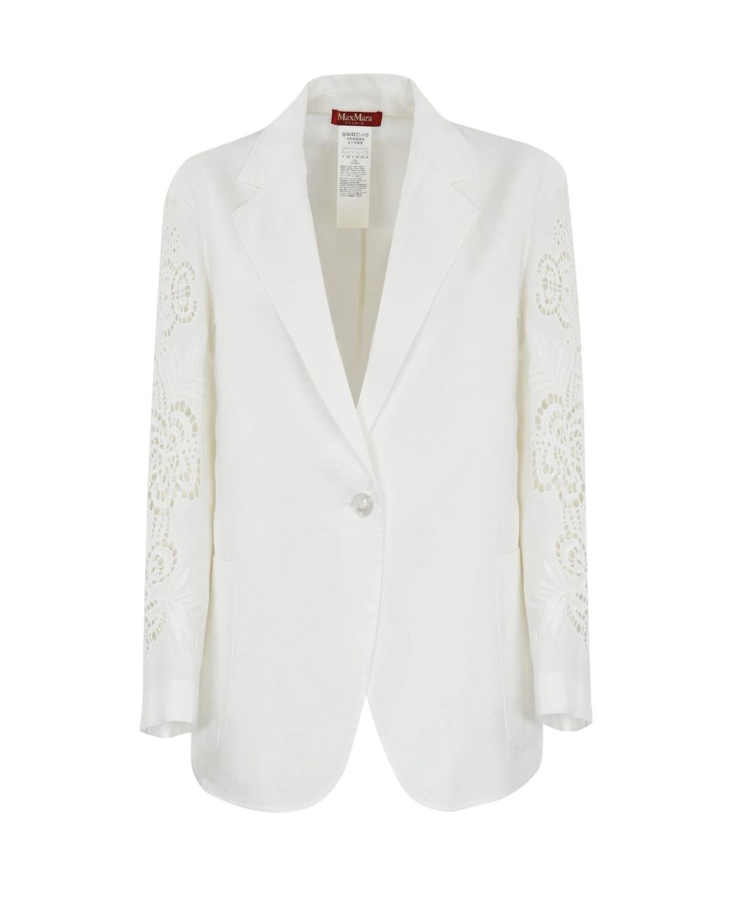 Max Mara Angiza Linen Canvas Jacket in White | Lyst