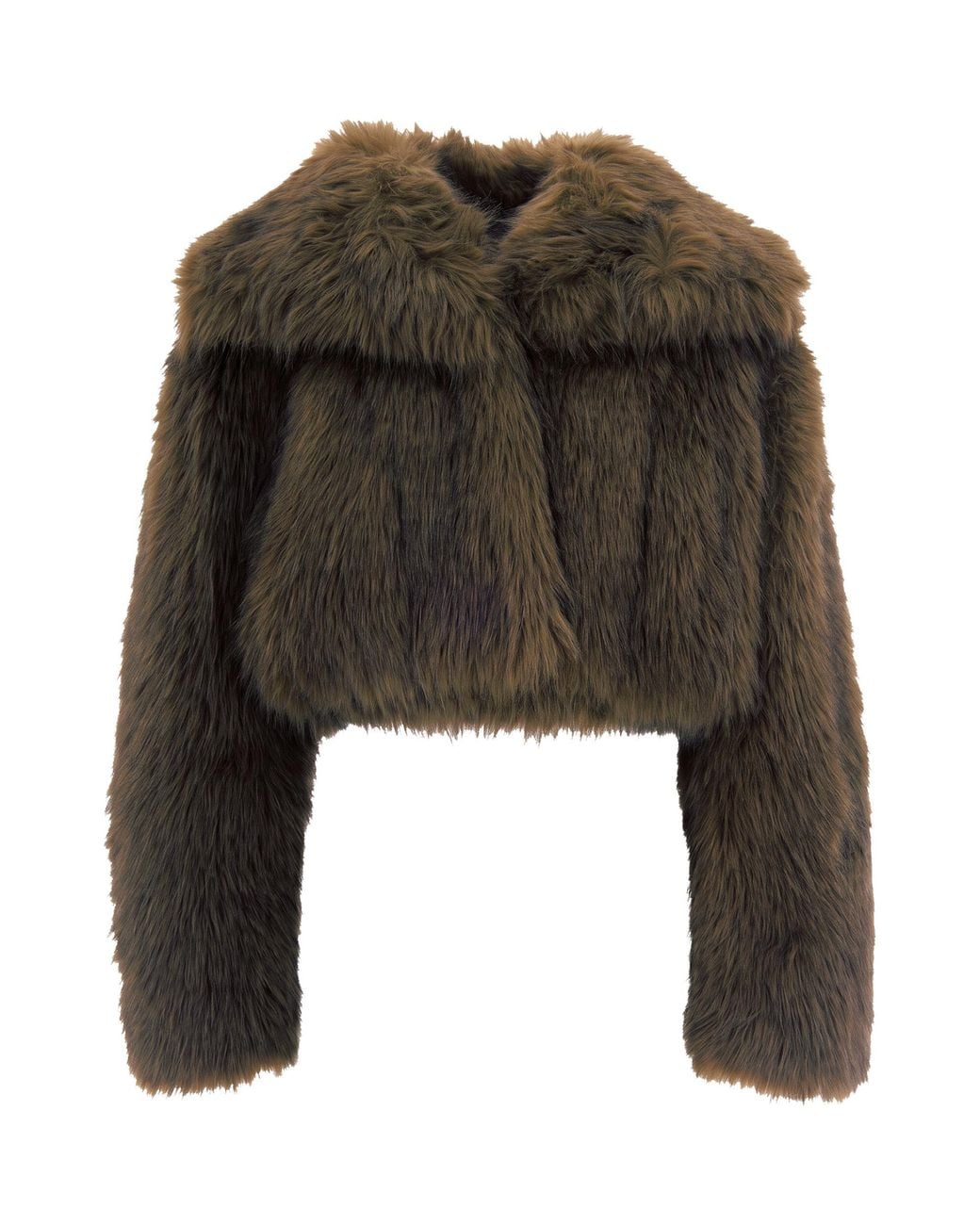 Patrizia Pepe Green Short Faux Fur Jacket Polyester