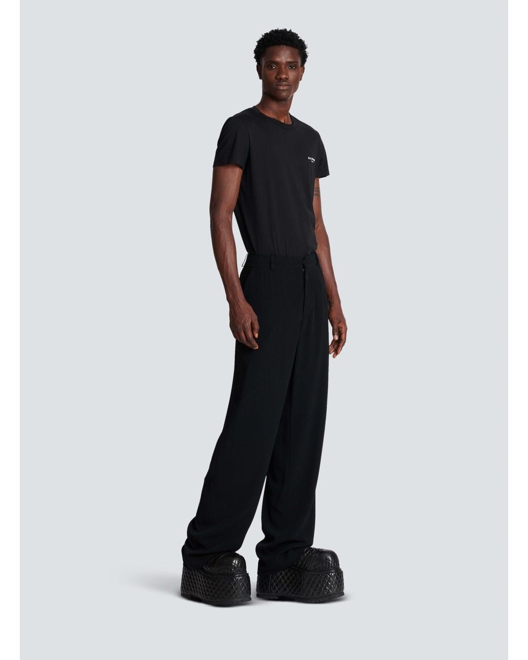 Balmain Black Crepe Loose Trousers for men
