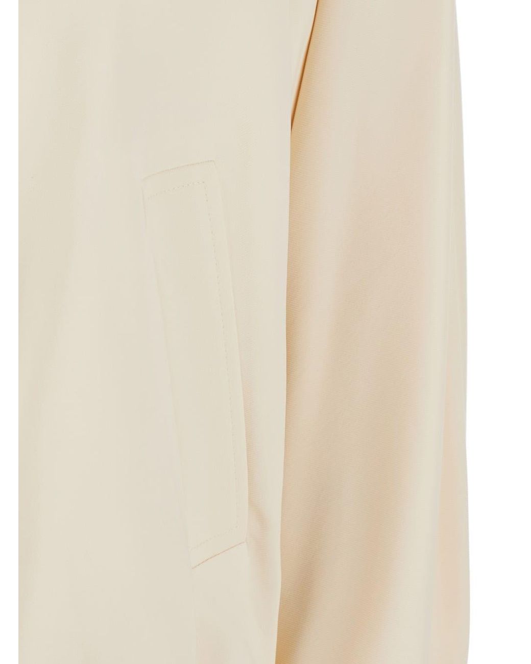 Twinset Natural Jacket With Ruffles And Logo Patch On The Back