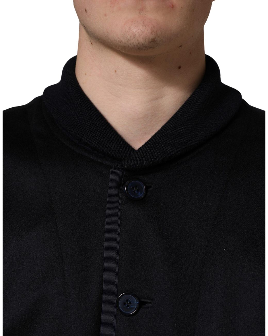 Dolce & Gabbana Black Cashmere Knitted Button Down Jacket for men