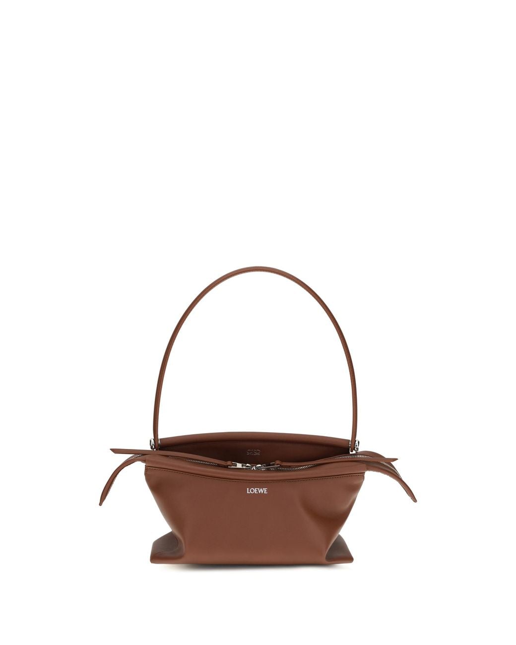 Loewe Brown Shoulder Bag Whisker Glazed Calfskin Calf Leather