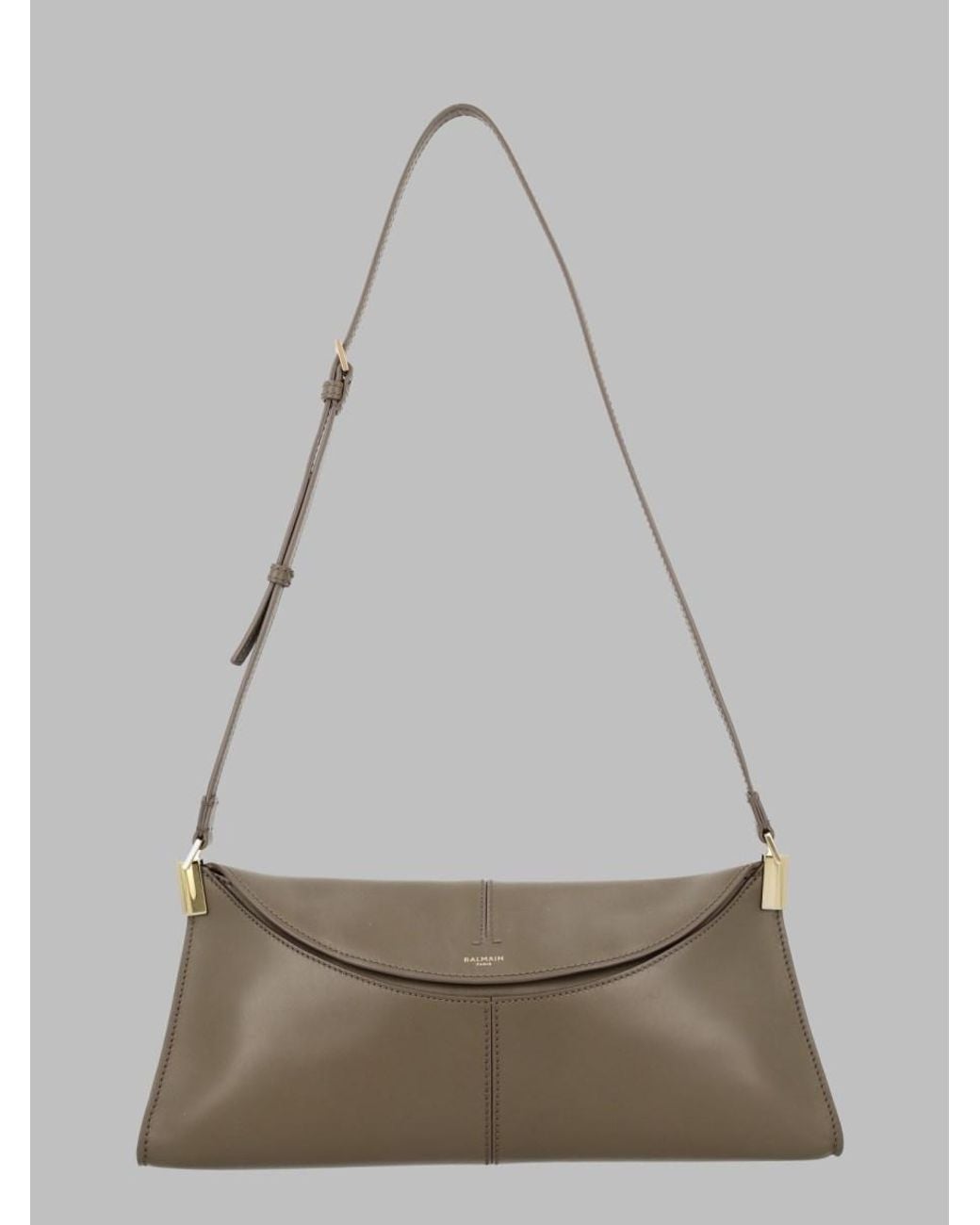 Balmain Gray Shoulder Bag 64-83 Calf Leather