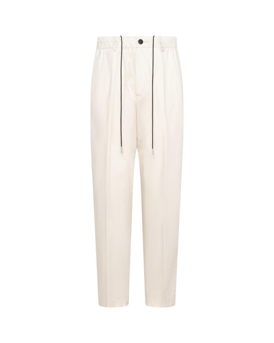 Low Brand White Loose-Fit Oyster-Colored Cotton Trousers With Drawstring Waist for men