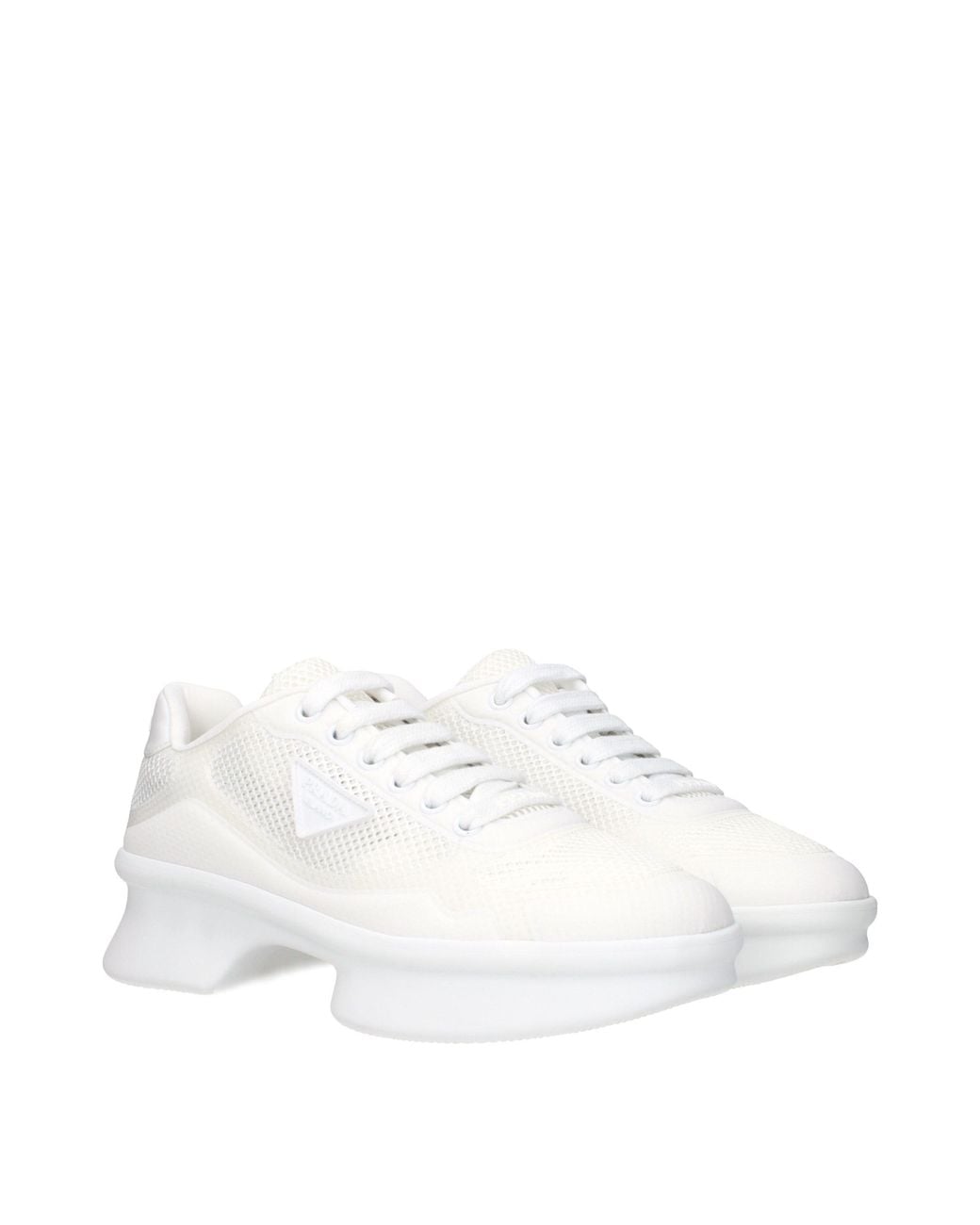 Prada White Fabric And Mesh Low-Top Sneaker