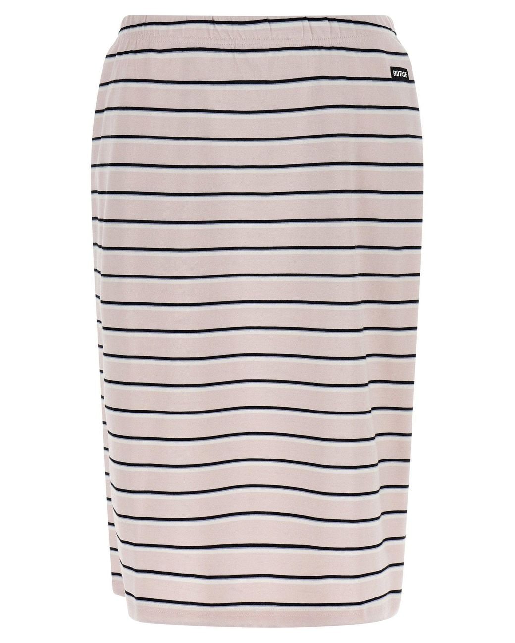 ROTATE BIRGER CHRISTENSEN Gray Striped Jersey Midi Skirt