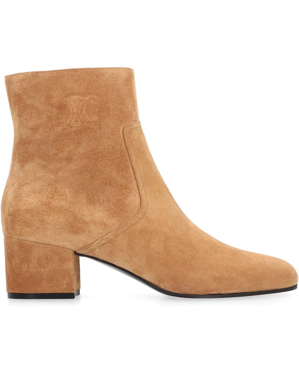 Céline Brown Suede Ankle Boots With Medium Heel Calf