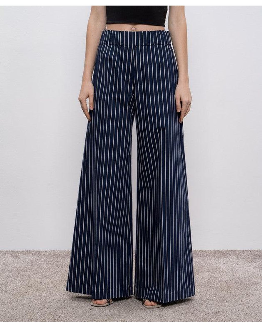 Brunello Cucinelli Blue Striped Wide Trousers