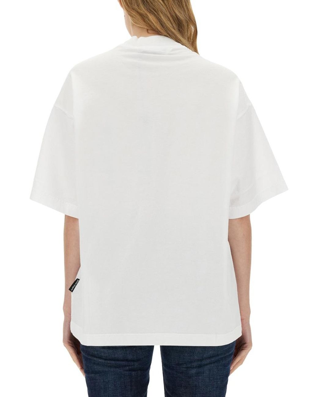 Palm Angels White Palm Angels Logo-Embroidered Cotton T-Shirt