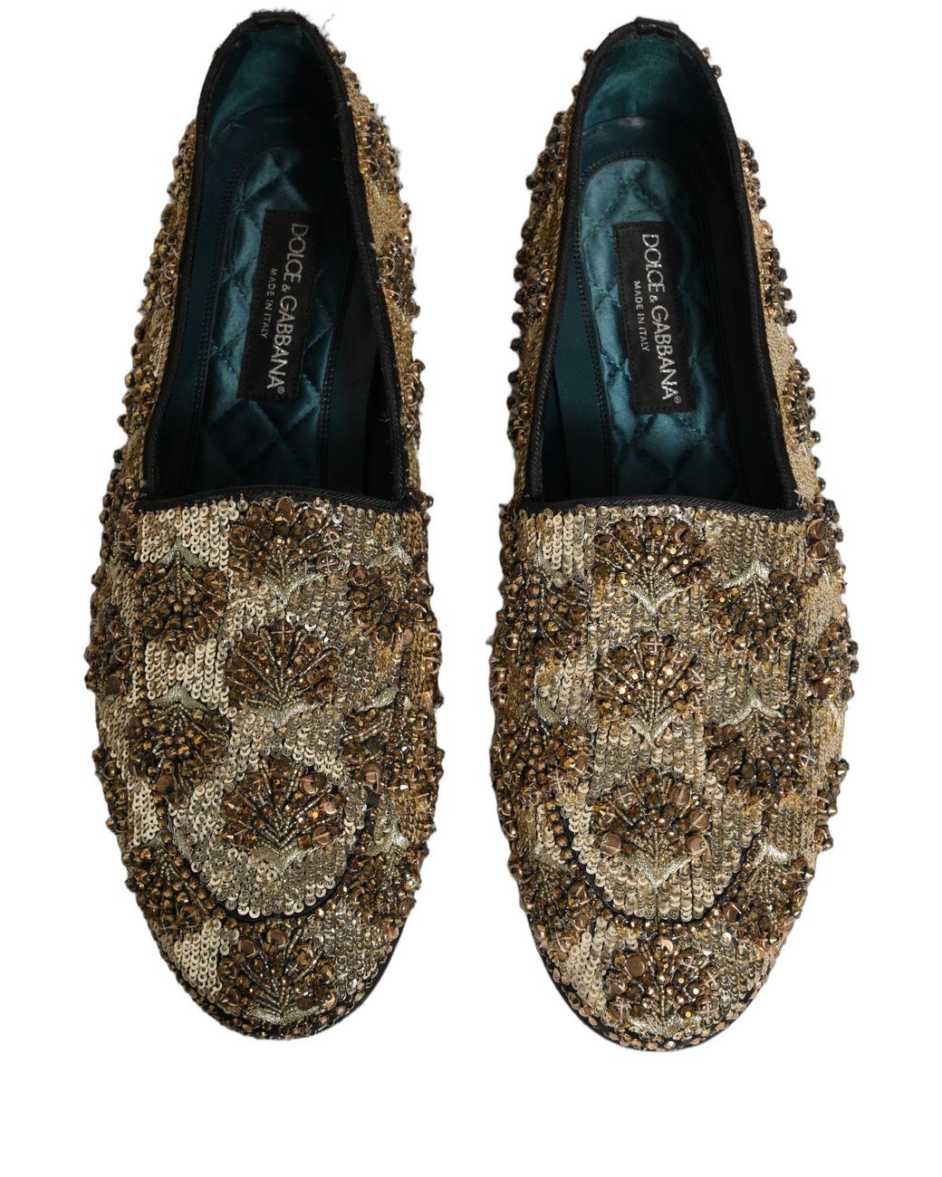 Dolce & Gabbana Black Sequin Embellished Dress Loafers Shoes Leather for men