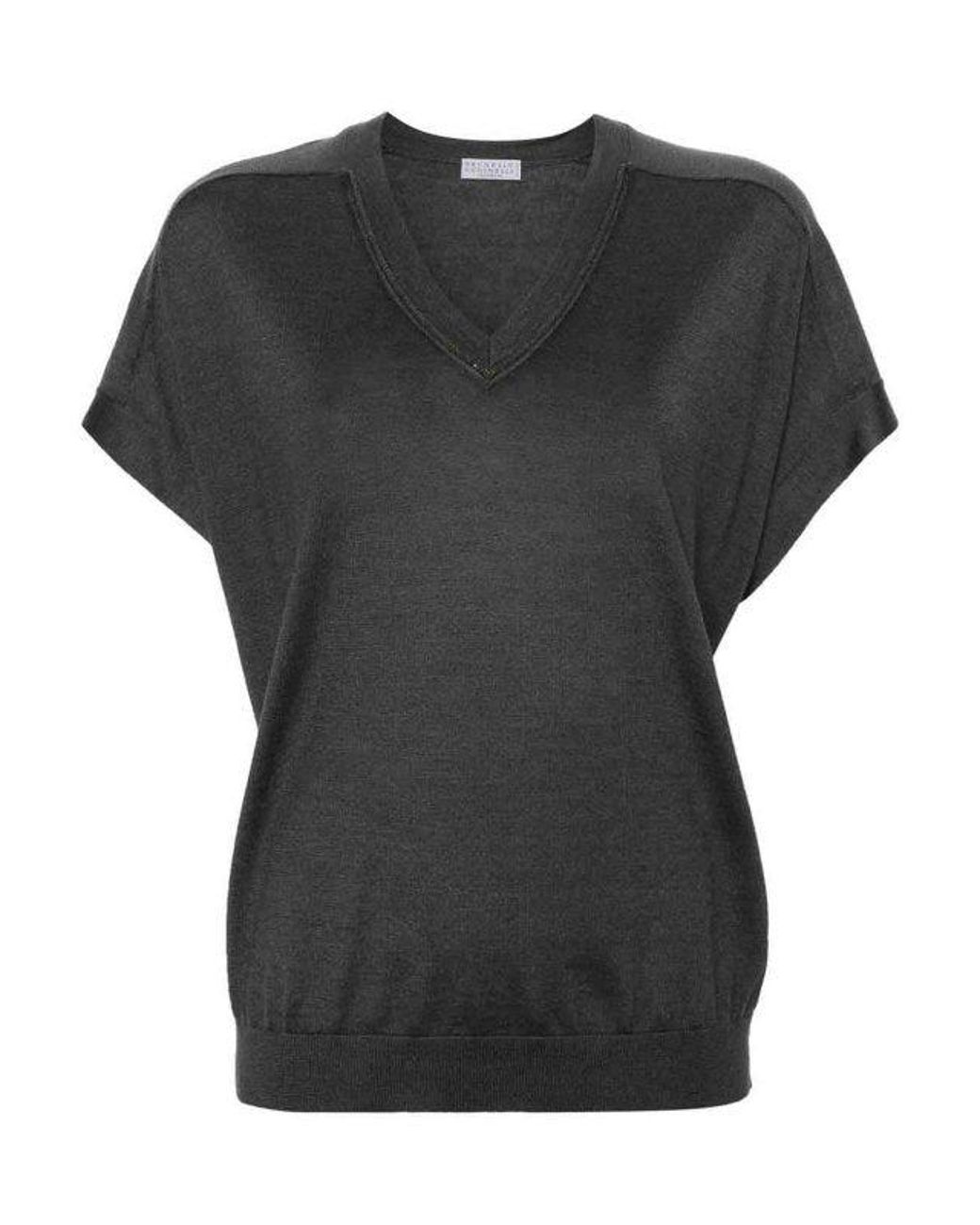 Brunello Cucinelli Black Charcoal Wool Silk Shirt