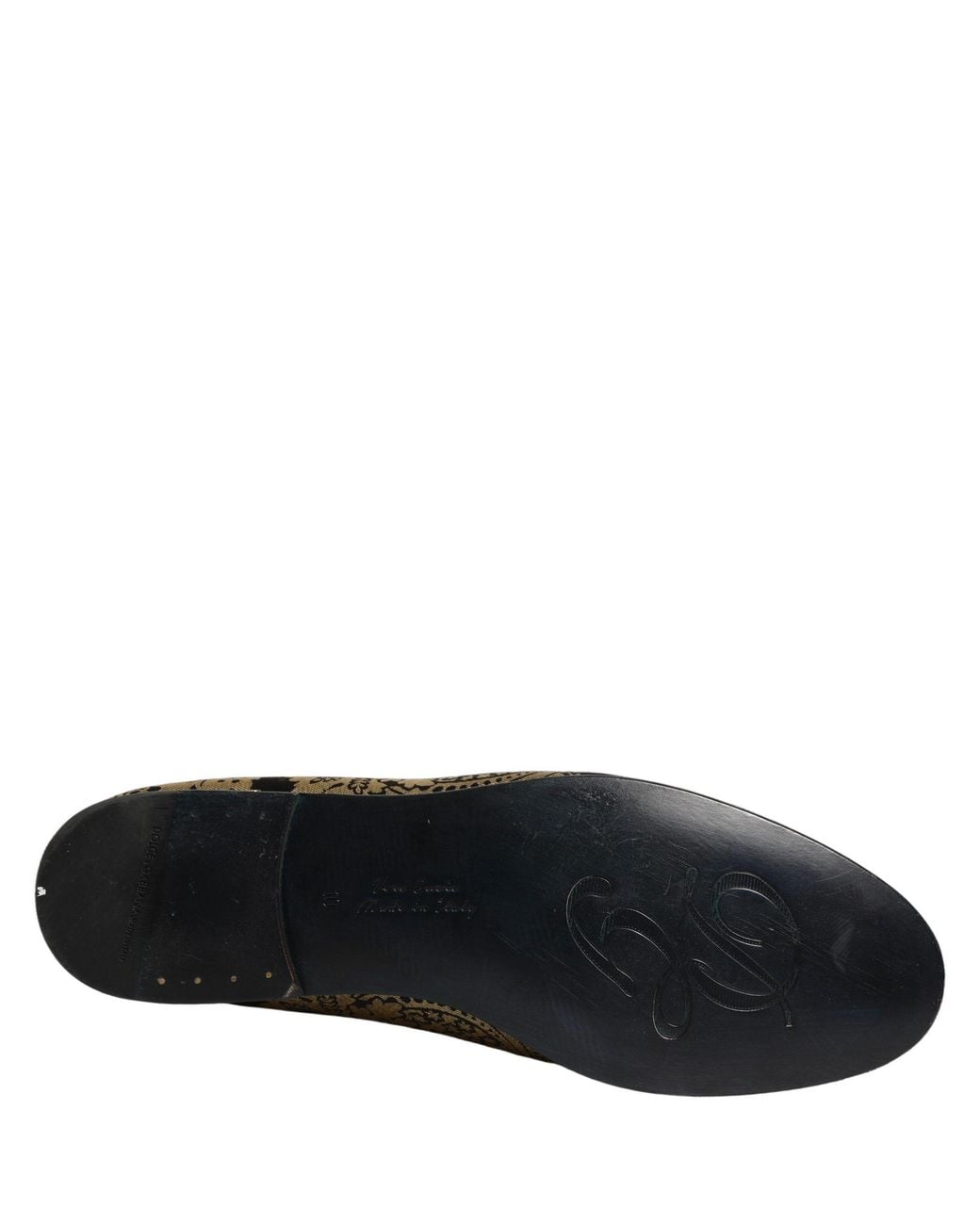 Dolce & Gabbana Black Jacquard Leather Slip On Loafers Shoes for men
