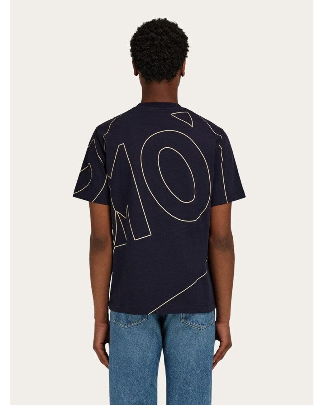 Ferragamo Blue Cotton Short Sleeve Sweater for men
