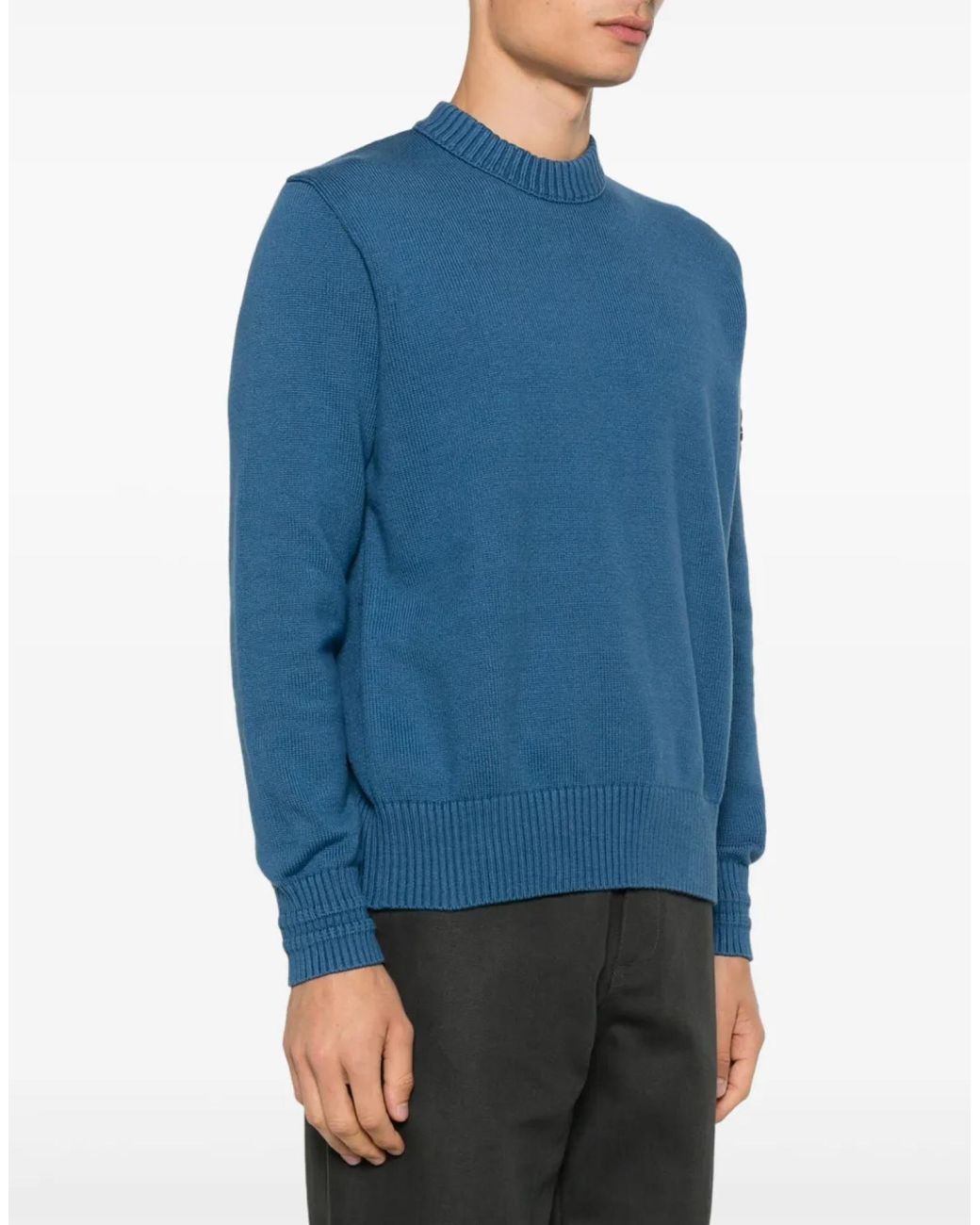 Stone Island Blue Compass Logo Patch Sweater for men