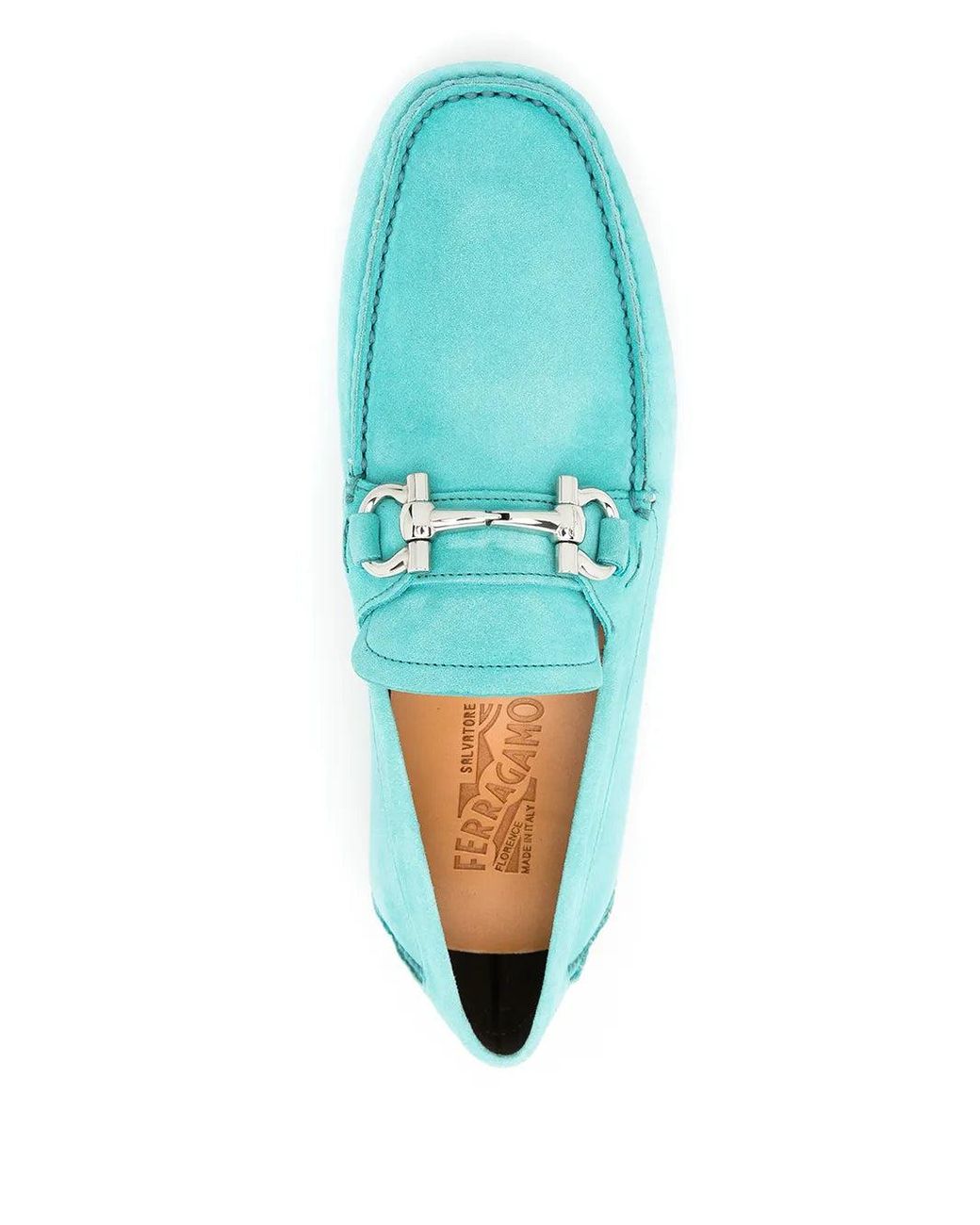 Ferragamo Green Gancini Leather Loafers for men