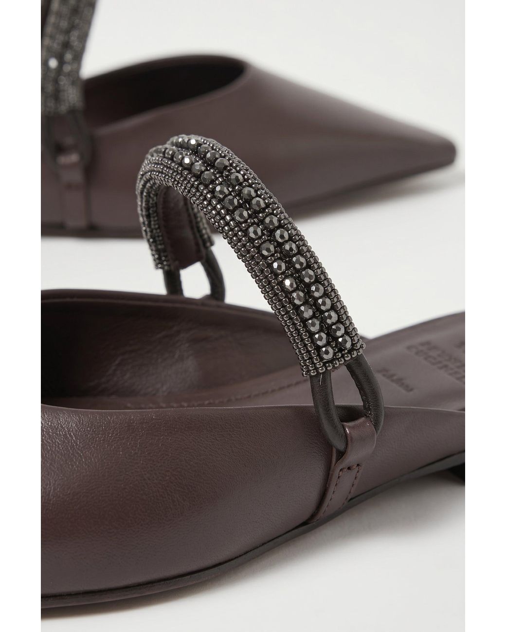 Brunello Cucinelli Black Dark Leather Flats